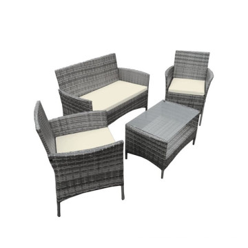 Ensemble de table de jardin Grey 4PCS Rattan Garden